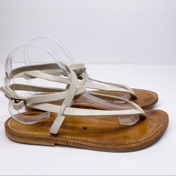 K.JACQUES White Leather Wrap Ankle Sandal - Picture 1 of 5